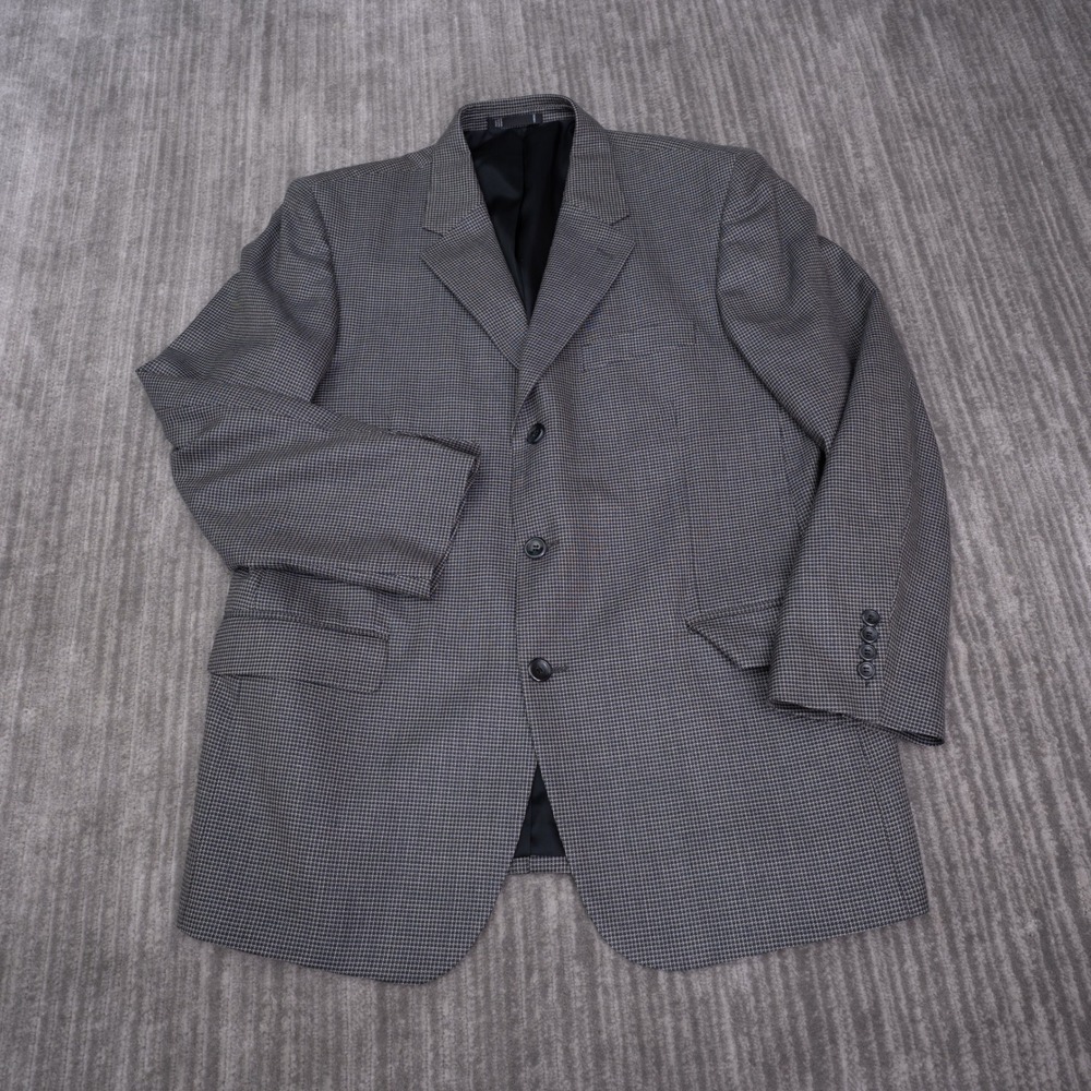 Emanuel Ungaro Blazer Mens 44R Grey Excellent Silk Wool Micro Check Sport Coat